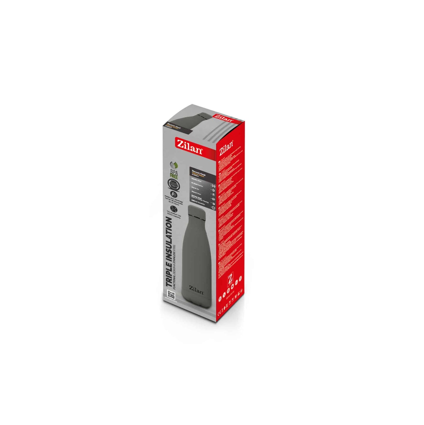 Termos tip sticla, interior inox, capacitate 500ml ZILAN, gri / ZLN 0822
