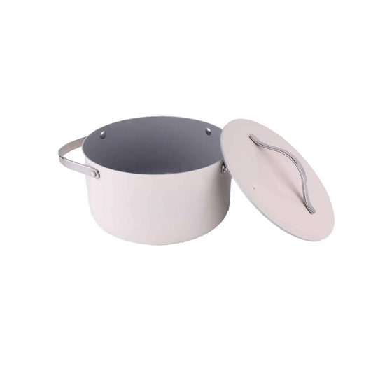 Oala cu capac ZILAN, interior din ceramica, diametru 20cm, capacitate 2l, crem / ZLN 0866