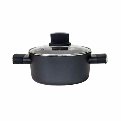 Set oale, 9 piese din aluminiu, compus din 4 oale cu manere ,1 tigaie, 4 capace sticla termorezistente / ZLN 0942