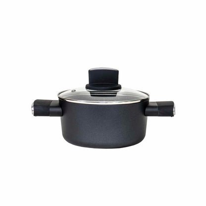 Set oale, 9 piese din aluminiu, compus din 4 oale cu manere ,1 tigaie, 4 capace sticla termorezistente / ZLN 0942