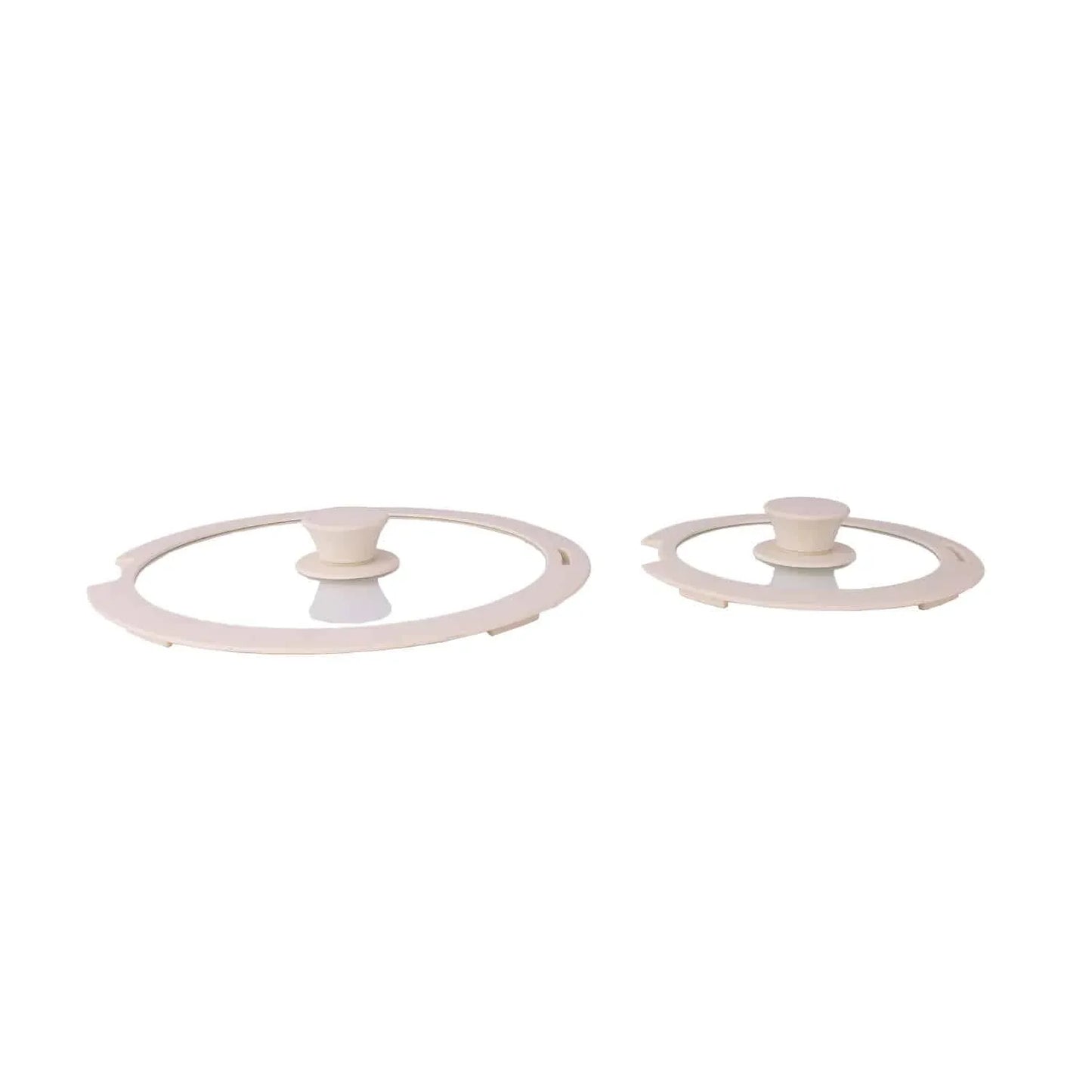 Set 5 piese din ceranica, compus din 2 oale, 1 tigaie si 2 capace de sticla, crem, ZILAN / ZLN 0965