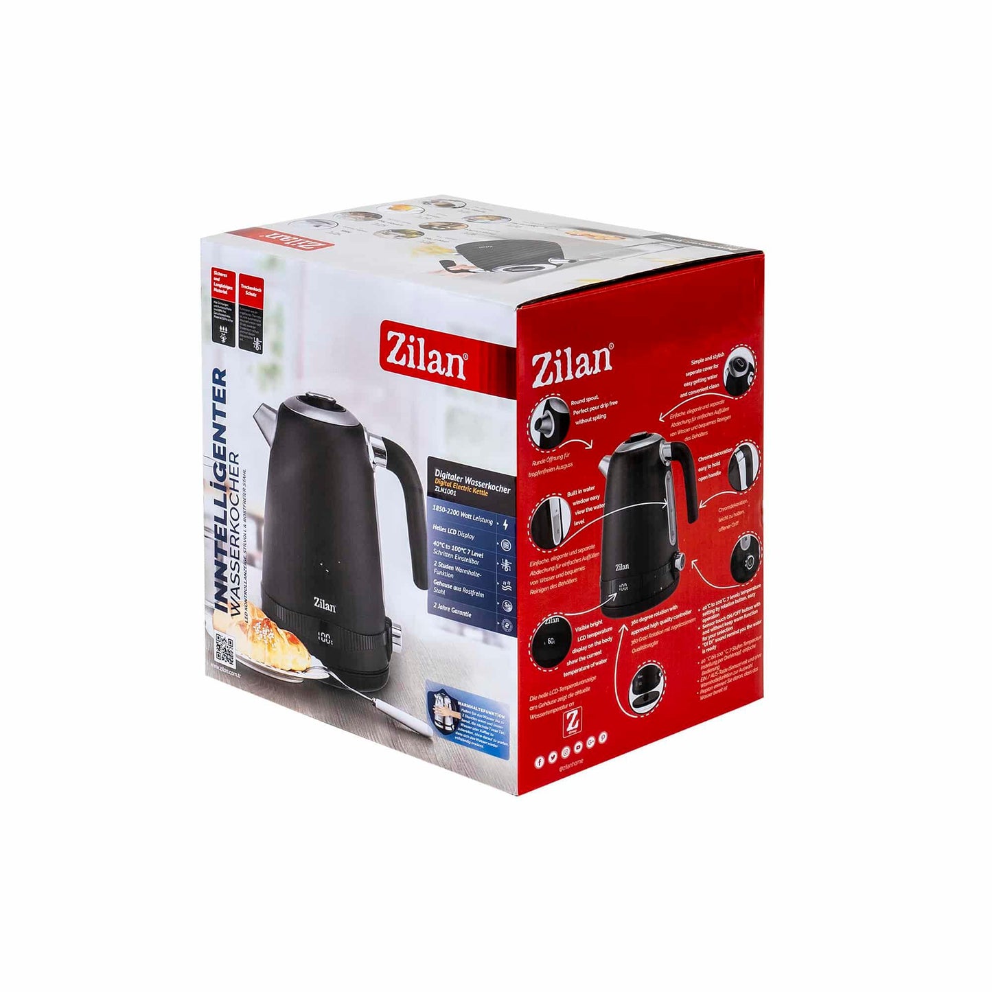 Fierbator electric, digital, putere1850-2200 W, capacitate 1.7l, 7 niveluri intre 40 - 100 grade celsius / ZLN 1001
