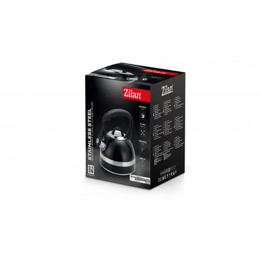 Ceainic din inox cu fluier capacitate 3l, negru  FLORIA / ZLN 1283