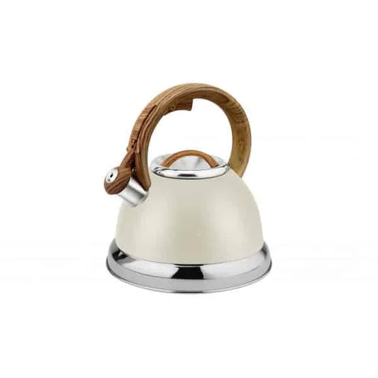 Ceainic din inox cu fluier RETRO capacitate 3.5l, exterior polishat, crem ZILAN / ZLN 1290
