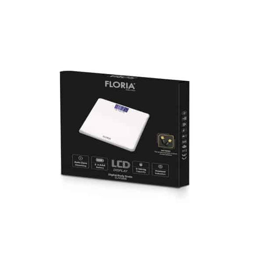 Cantar electronic de persoane, FLORIA maxim 180kg, sticla, alb / ZLN 1988