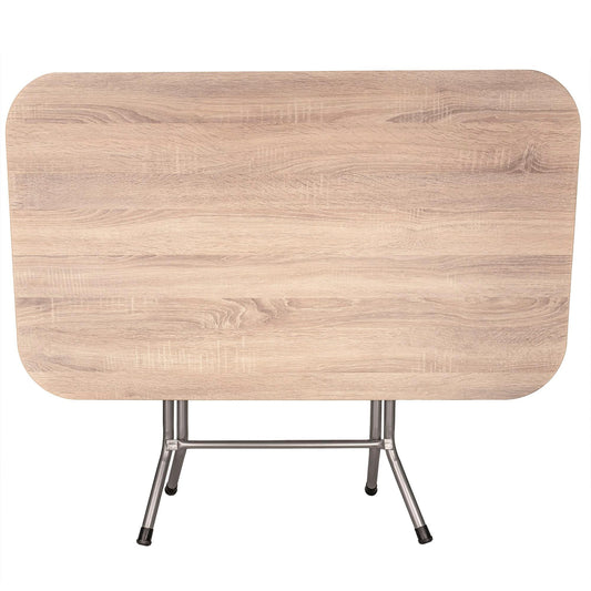 Masa plianta cu blat mdf, dimensiuni 70x120x73 cm (ZLN 2531) plus 6 x scaun bucatarie pliant (DSY 1115) / ZLN 2531_STEJAR_6S