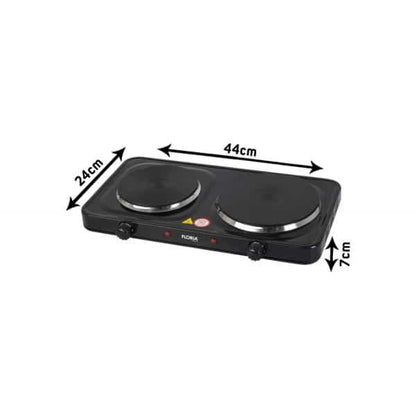 Plita electrica, dimensiuni 44 x 25 x 7 cm, negru, cu 2 ochiuri si termostat reglabil / ZLN 2844