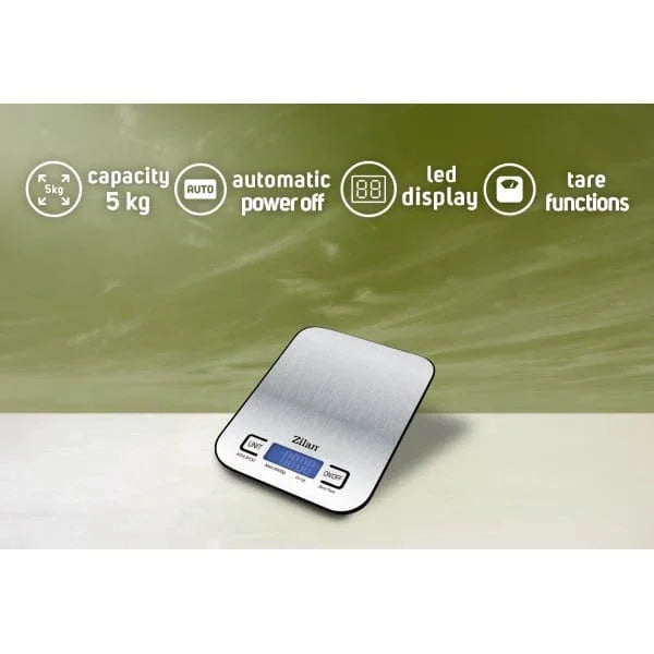 Cantar de bucatarie digital din inox, ecran LED, maxim 5 kg, inchidere automata / ZLN 2984