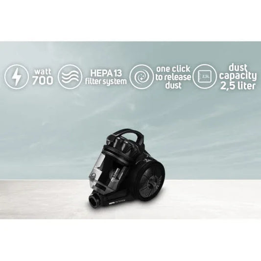 Aspirator fara sac, putere 700W, filtru HEPA13, control flux de aer pe maner, negru ZILAN / ZLN 3300