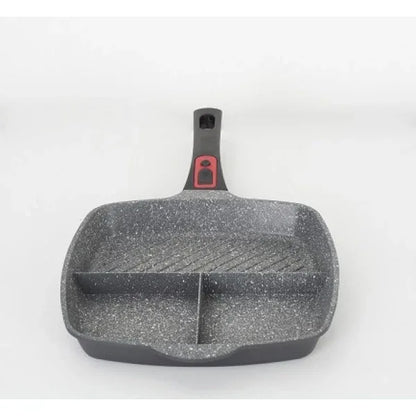 Tigaie grill 3in1, diametru 28 cm, material aluminiu, interior granit, maner soft touch detasabil, compatibil inductie / ZLN 3352