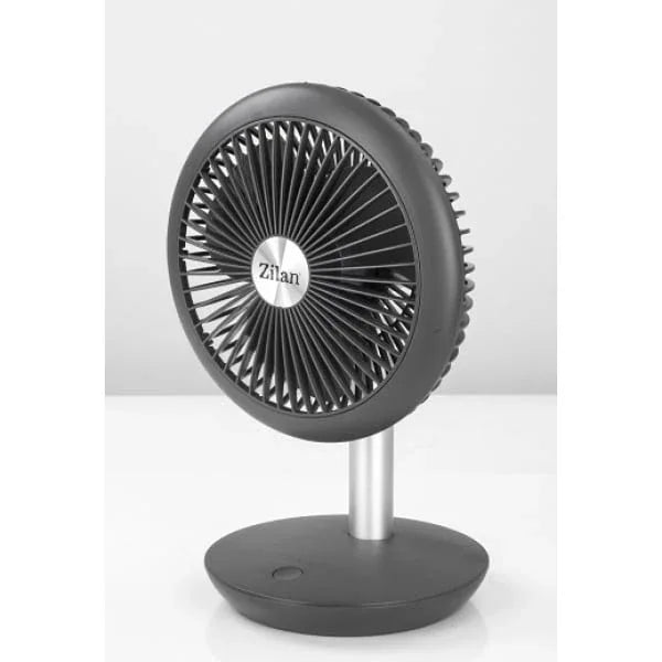 Ventilator portabil reincarcabil, gri incarcare USB, putere 5W, diametru 18 cm, 4 viteze reglabil pe vertical / ZLN 4000