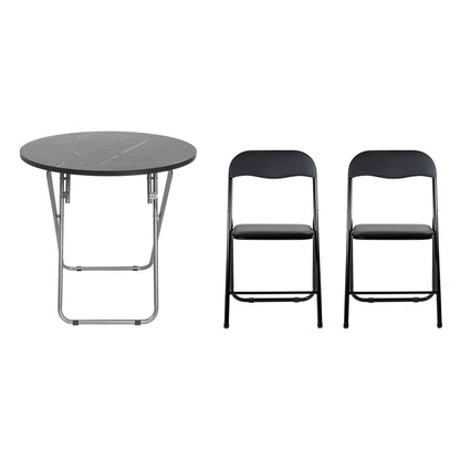 Masa plianta rotunda cu blat mdf, dimensiuni 70x70cm, negru plus 2 x scaun bucatarie pliant (DSY 1115) / ZLN 6937_2S