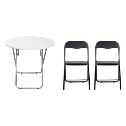 Masa plianta rotunda cu blat mdf, dimensiuni 70x70cm, alb (ZLN 6944) plus 2 x scaun bucatarie pliant (DSY 1115) / ZLN 6944_2S