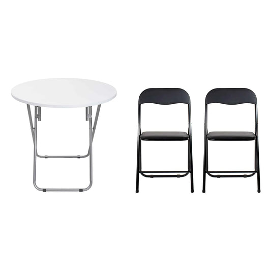 Masa plianta rotunda cu blat mdf, dimensiuni 70x70cm, alb (ZLN 6944) plus 2 x scaun bucatarie pliant (DSY 1115) / ZLN 6944_2S