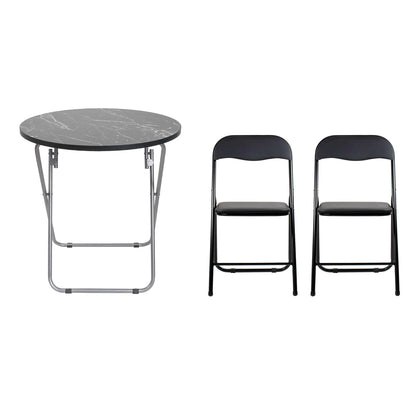 Masa plianta rotunda cu blat mdf, dimensiuni 60x65cm, negru (ZLN 6951) plus 2 x scaun bucatarie pliant (DSY 1115) / ZLN 6951_2S