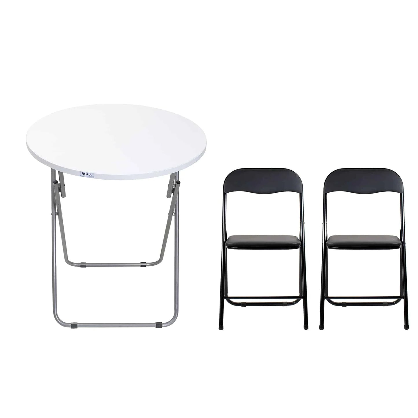 Masa plianta rotunda cu blat mdf, dimensiuni 60x65cm, alb (ZLN 6968) plus 2 x scaun bucatarie pliant (DSY 1115) / ZLN 6968_2S