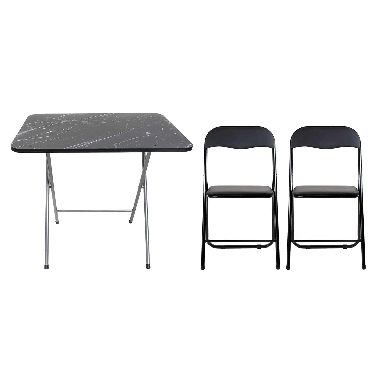 Masa plianta cu blat mdf, dimensiuni 60x80x70cm, negru (ZLN 6975) plus 2 x scaun bucatarie pliant (DSY 1115) / ZLN 6975_2S