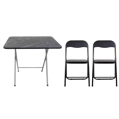 Masa plianta cu blat mdf, dimensiuni 60x80x70cm, negru (ZLN 6975) plus 2 x scaun bucatarie pliant (DSY 1115) / ZLN 6975_2S
