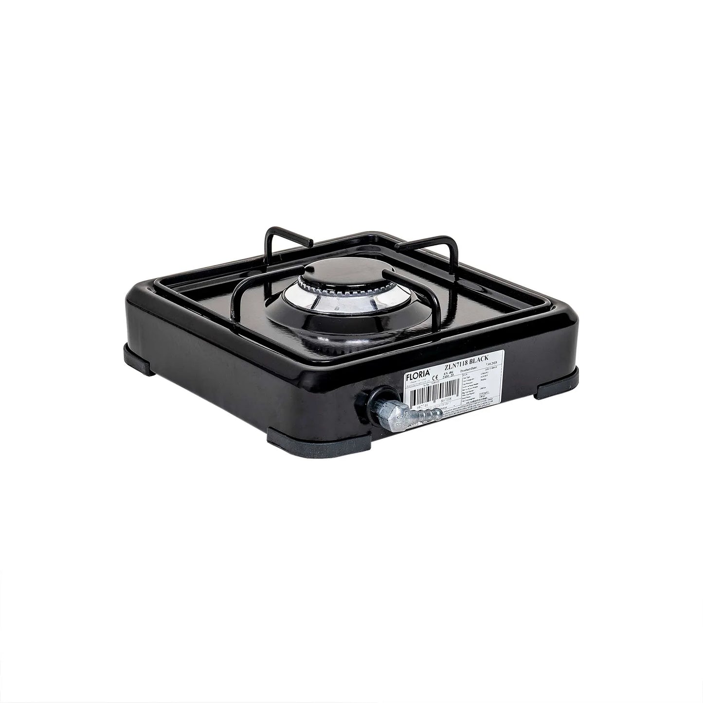 Pachet aragaz 1 ochi, 28×28 cm plus (ceas pentru butelie, 2 m furtun pentru gaz, 3 coliere pentru furtun, aprinzator) negru / ZLN 7118_1