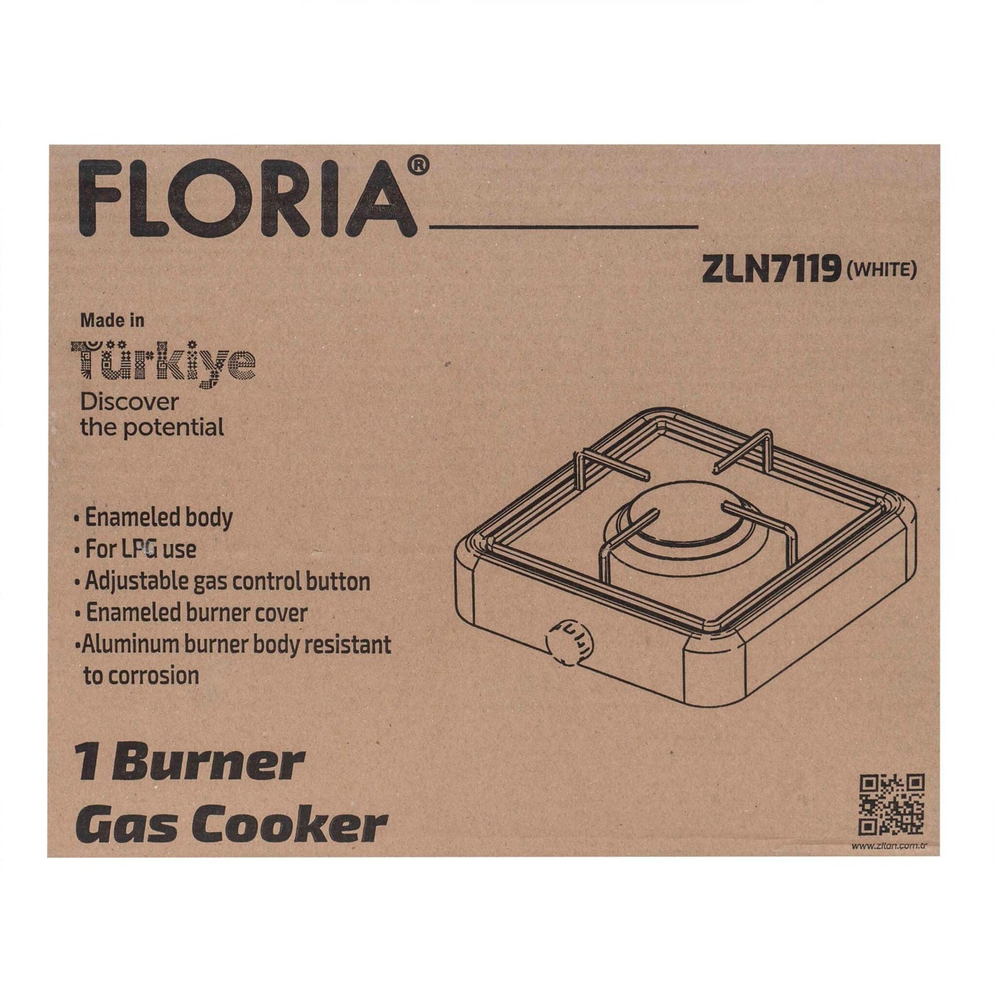 Aragaz 1 ochi, Floria, cu alimentare la butelie, culoare alb / ZLN 7119