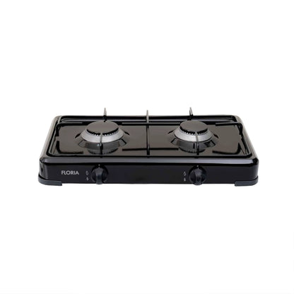 Pachet aragaz 2 ochiuri, 51×28 cm plus (ceas pentru butelie, 2 m furtun pentru gaz, 3 coliere pentru furtun, aprinzator) negru / ZLN 7128_1