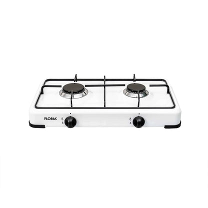 Pachet aragaz 2 ochiuri, 51×28 cm plus (ceas pentru butelie, 2 m furtun pentru gaz, 3 coliere pentru furtun, aprinzator) alb / ZLN 7129_1