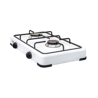Pachet aragaz 2 ochiuri, 51×28 cm plus (ceas pentru butelie, 2 m furtun pentru gaz, 3 coliere pentru furtun, aprinzator) alb / ZLN 7129_1