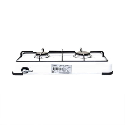 Pachet aragaz 2 ochiuri, 51×28 cm plus (ceas pentru butelie, 2 m furtun pentru gaz, 3 coliere pentru furtun, aprinzator) alb / ZLN 7129_1