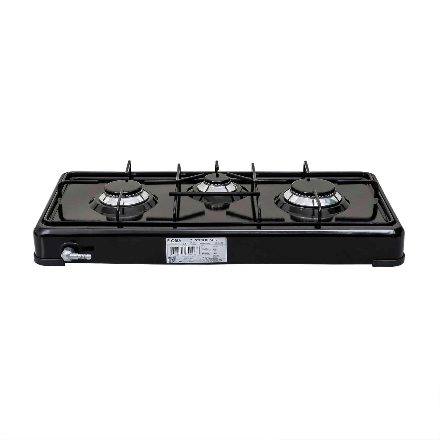 Pachet aragaz 3 ochiuri, 62×30 cm plus (ceas pentru butelie, 2 m furtun pentru gaz, 3 coliere pentru furtun, aprinzator) negru / ZLN 7138_1