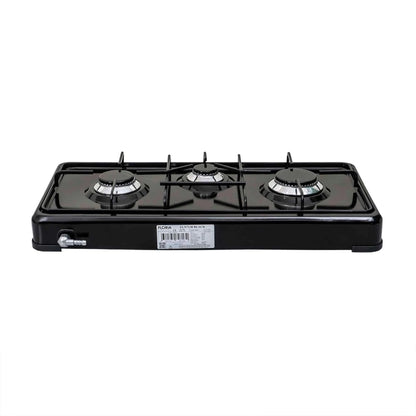 Pachet aragaz 3 ochiuri, 62×30 cm plus (ceas pentru butelie, 2 m furtun pentru gaz, 3 coliere pentru furtun, aprinzator) negru / ZLN 7138_1