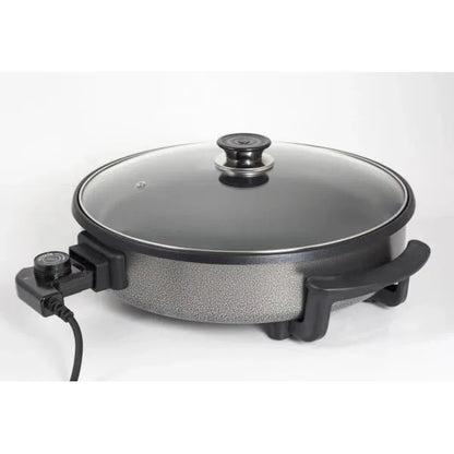 Tigaie electrica rotunda, pizza, grill, diametru 38 cm, putere 1500 W, capac sticla / ZLN 7870