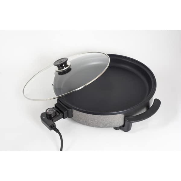 Tigaie electrica rotunda, pizza, grill, diametru 38 cm, putere 1500 W, capac sticla / ZLN 7870