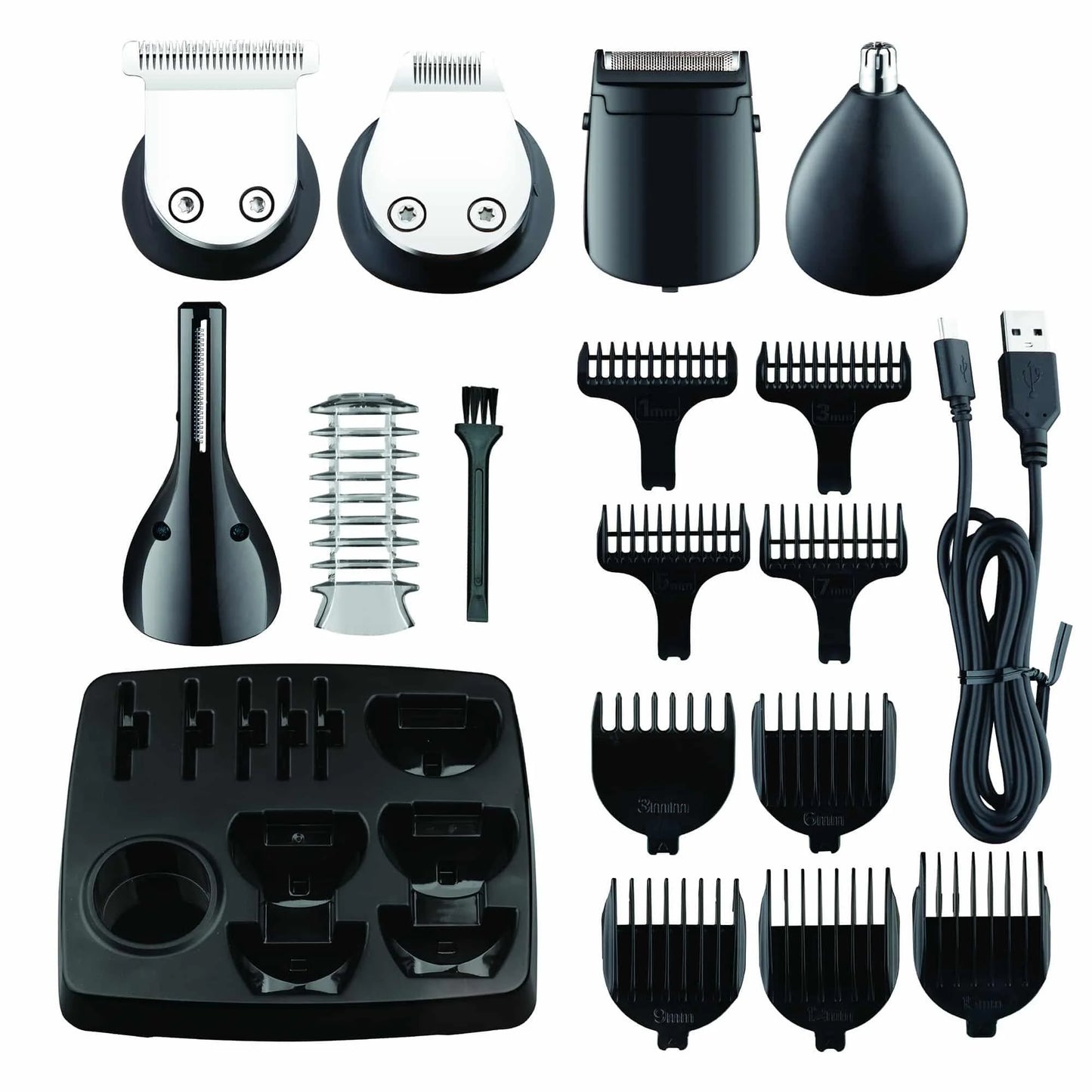Aparat de tuns electric 16 in 1, pentru barbati reincarcabil, LED, gri / ZLN 8665