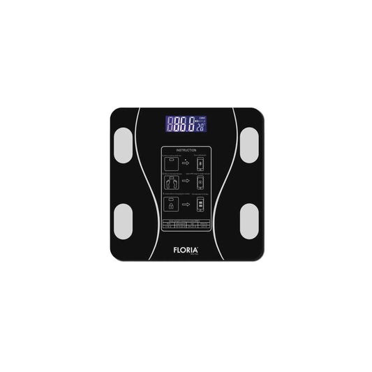 Cantar electronic de persoane, FLORIA maxim 180kg, sticla, negru / ZLN 8962