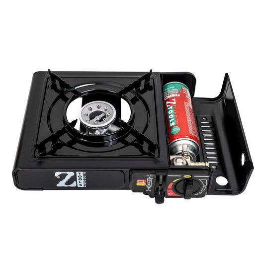 Aragaz camping, aprindere automata, dubla alimentare butelie spray sau gaz, negru AD-2 / ZTS5519