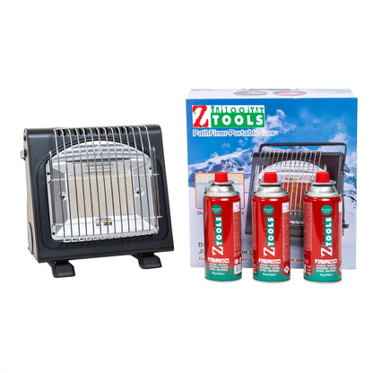 Pachet incalzitor si arzator portabil pentru camping, aprindere piezo + 3 butelii, 410ml / ZTS 5622_1