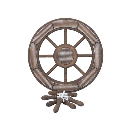 Roata decorativa din MDF, diametru roata 44cm, model carma marinar, maro / ZTS 8038