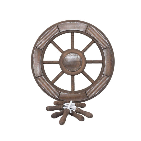 Roata decorativa din MDF, diametru roata 44cm, model carma marinar, maro / ZTS 8038