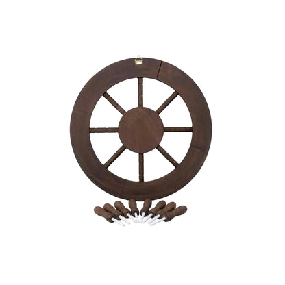 Roata decorativa din MDF, diametru roata 50cm, model carma marinar, maro / ZTS 8039