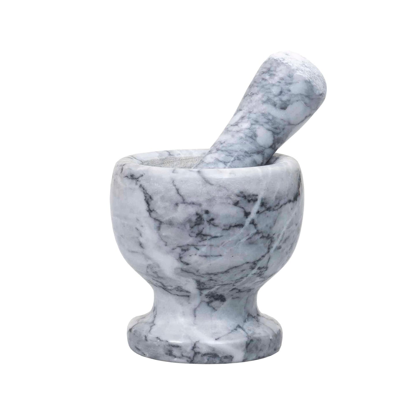 Mojar cu pistil, din marmura, diametru 10cm, inaltime 10.5cm, gri / ZTS 8045