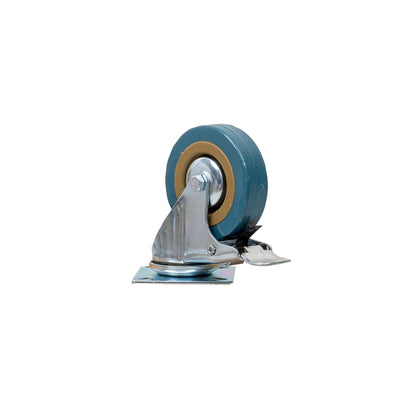 Roata pentru mobila, rola de cauciuc, pivotanta cu frana 3 inchi, albastru Z-TOOLS / ZTS 8124