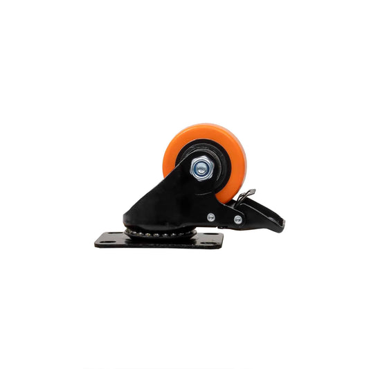Roata pentru mobila, rola de cauciuc, pivotanta cu frana 2.5 inchi, portocaliu Z-TOOLS / ZTS 8130