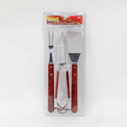 Set 3 piese pentru gratar cu maner din lemn Z-TOOLS / ZTS 8338