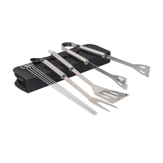 Set 7 piese din inox, pentru gratar plus borseta depozitare / ZTS 8339