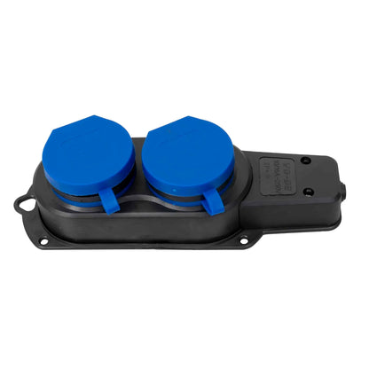 Prelungitor cauciucat pentru exterior, Z-TOOLS cu 2 lacasuri, 16A, IP44, fara cablu / ZTS 8418