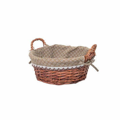 Set 3 cosuri de rachita rotunde, cu manere, maro inchis plus material textil / ZTS 8427