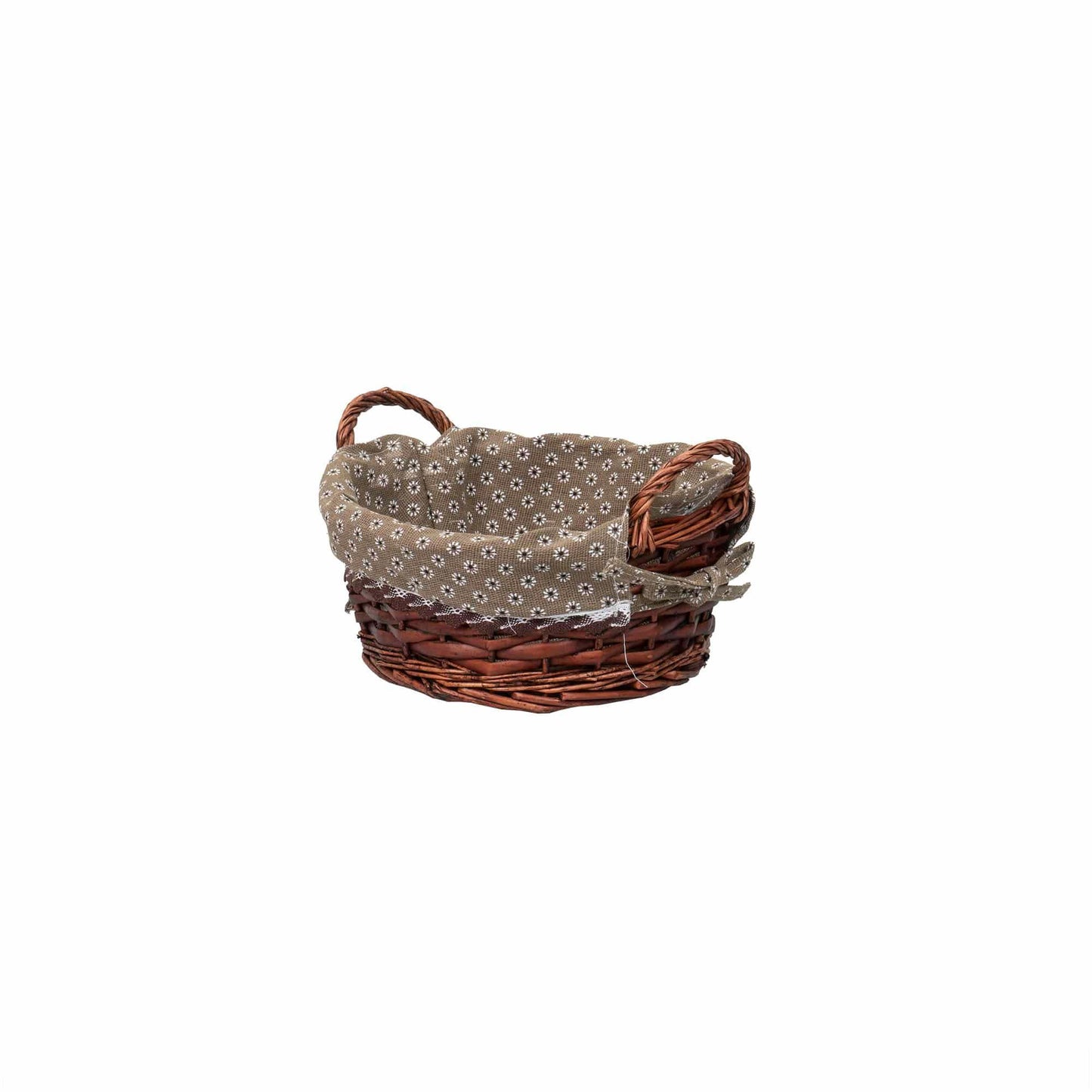 Set 3 cosuri de rachita rotunde, cu manere, maro inchis plus material textil / ZTS 8427