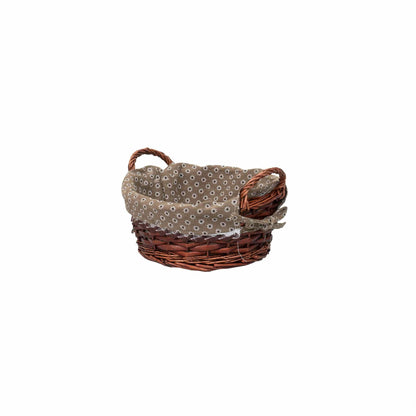Set 3 cosuri de rachita rotunde, cu manere, maro inchis plus material textil / ZTS 8427