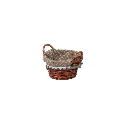 Set 3 cosuri de rachita rotunde, cu manere, maro inchis plus material textil / ZTS 8427