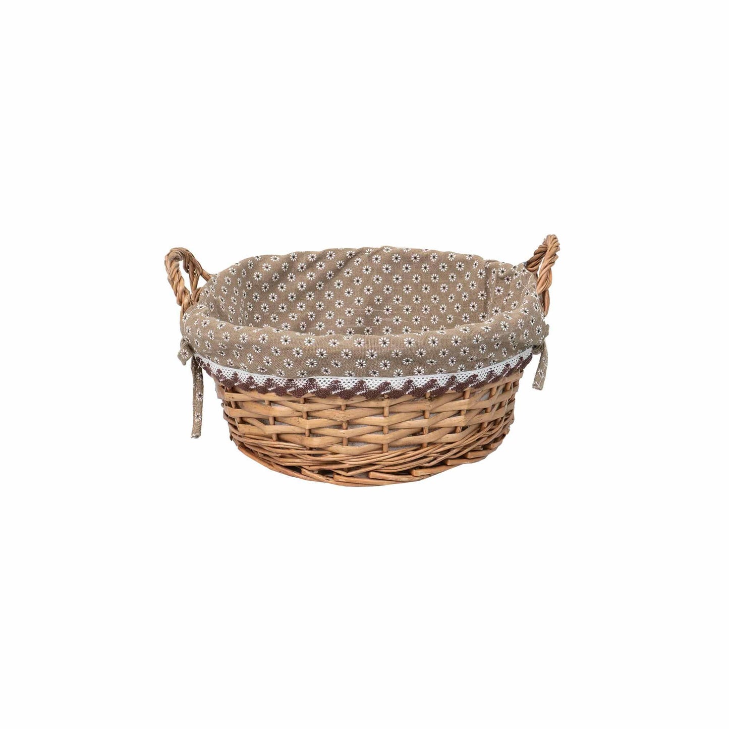 Set 3 cosuri de rachita rotunde, cu manere, maro deschis plus material textil / ZTS 8428